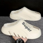 メンズカジュアルファッションスノーブーツ - 冬用暖かフリース裏地厚底防水防滑ソフトEVAソールレタープリント付きデイリーレジャー用アンクルブーティ 1足