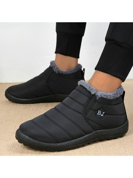 メンズ スリッポン プラッシュ ウォーム スノー ブーツ、アウトドア ウォーキング カジュアル アクティビティに最適な快適なカジュアル シューズ | 冬