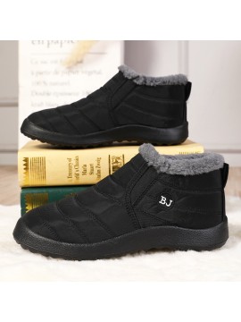 メンズ スリッポン ウォーム プラッシュ ライニング スノー ブーツ、冬用 屋外 ストリート ウォーキング カジュアル アクティビティ 旅行