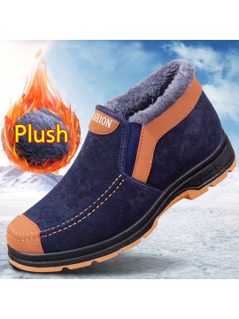 冬の暖かさと快適さのためのメンズスノーブーツ - 屋外ハイキング用滑り止めアンクルブーツ - ふわふわ裏地の冬用シューズ