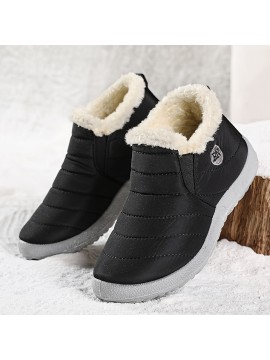 メンズスノーブーツ、暖かいフリース居心地の良い滑り止めアンクルブーツ豪華で快適なアウトドアハイキングシューズ裏地付きトレッキングシューズ、冬